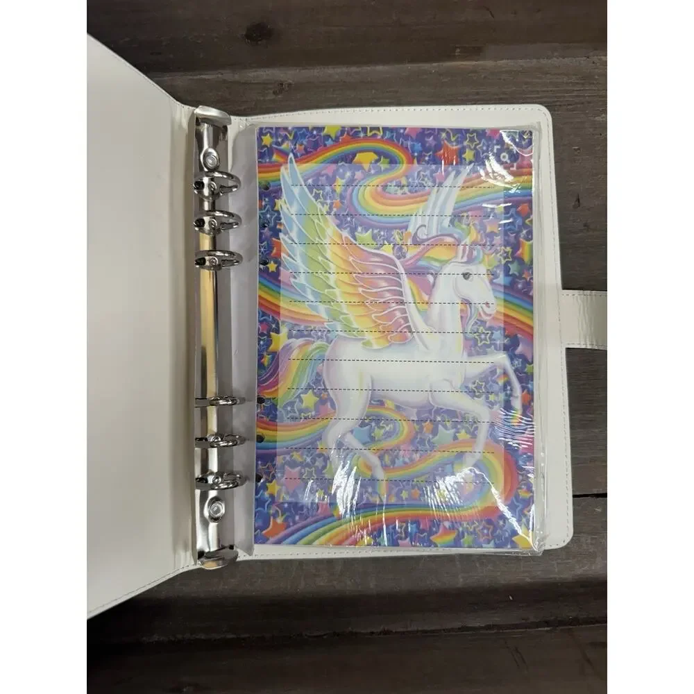 Lisa Frank A5 binder with matching printed paper and canvas tote bag Bundle